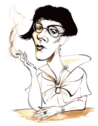Sylvia Townsend Warner - caricature tenant une cigarette